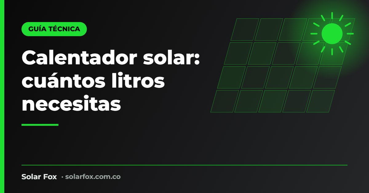 Portada de la guía de litros de un calentador solar de Solar Fox
