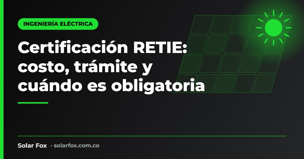 Portada de la guía de certificación RETIE de Solar Fox